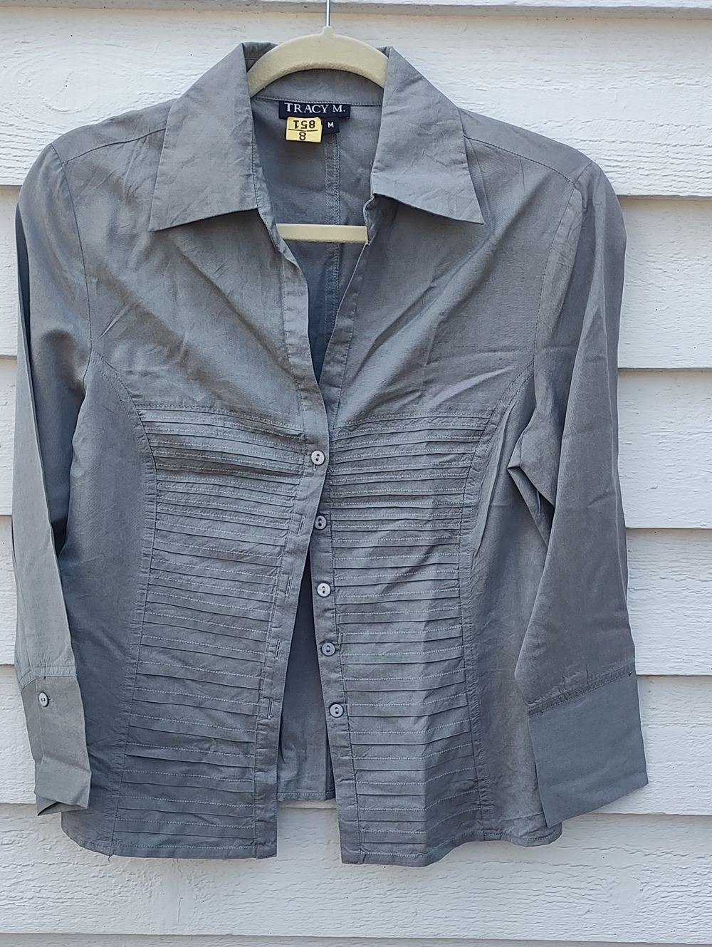 Tracy M Gray Pintuck Button-Front Blazer